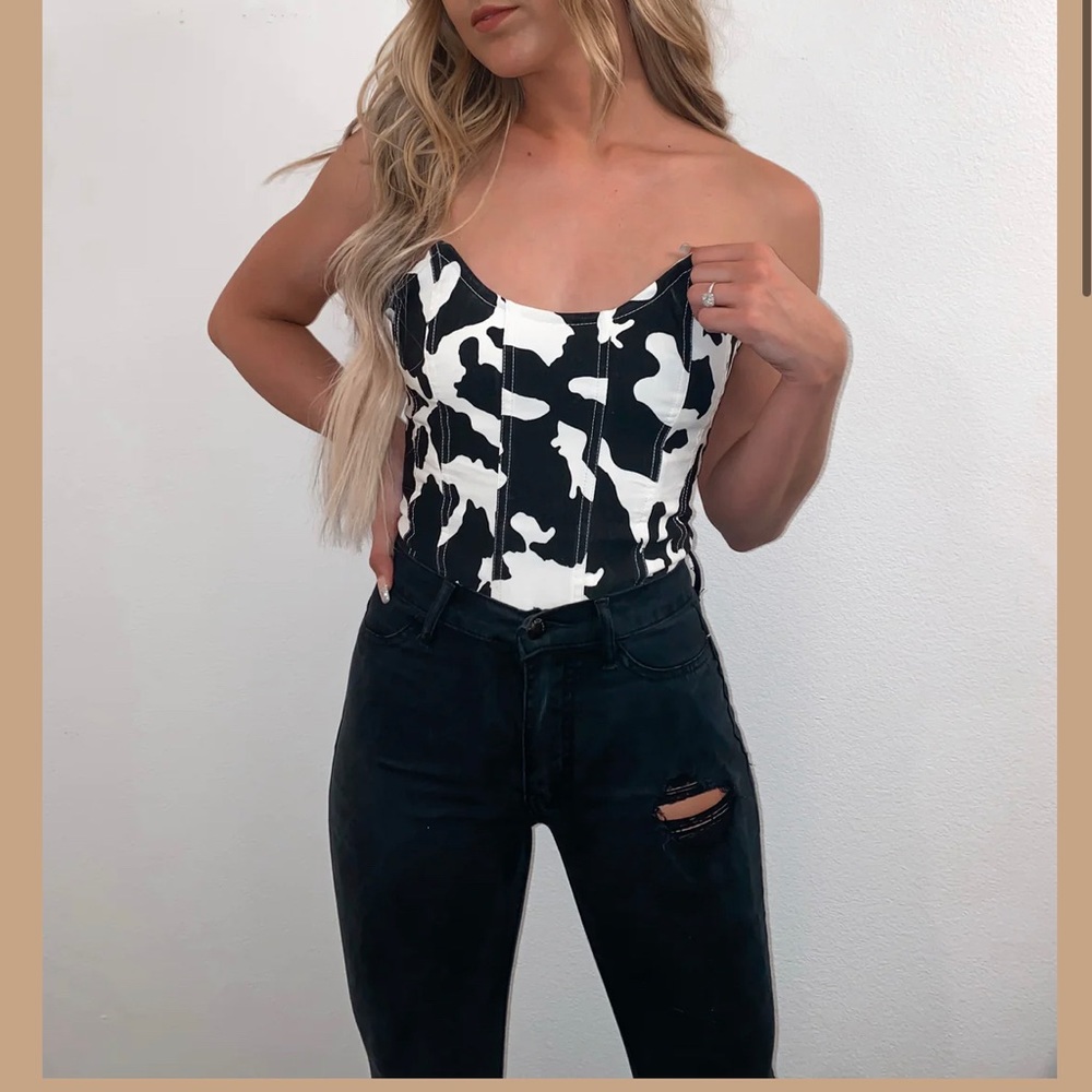 Corset cow print top
